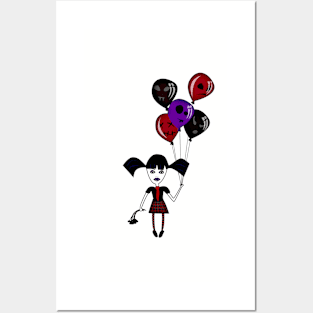 Balloon Goth Girl Posters and Art